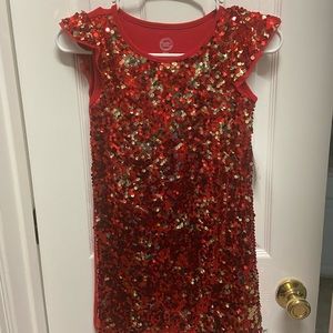 Children’s 6/6X red and gold sequined dress. NWT.